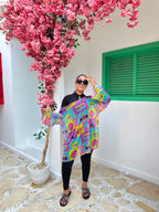 90's Music Print Tulle Cover-Up & Scarf Set