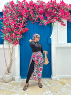 Abstract Mosaic Print Wrap Skirt & Scarf Set