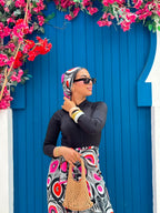 Abstract Mosaic Print Wrap Skirt & Scarf Set