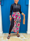Abstract Mosaic Print Wrap Skirt & Scarf Set