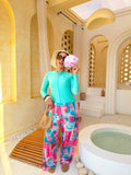 Beach Girl Print Wide-Leg Cover-Up Pants – Pink