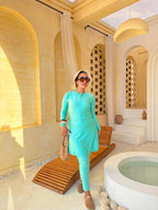 Elegant Zip-Front Burkini with Skirt – Mint Green