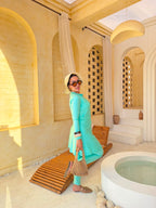 Elegant Zip-Front Burkini with Skirt – Mint Green