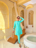 Elegant Zip-Front Burkini with Skirt – Mint Green