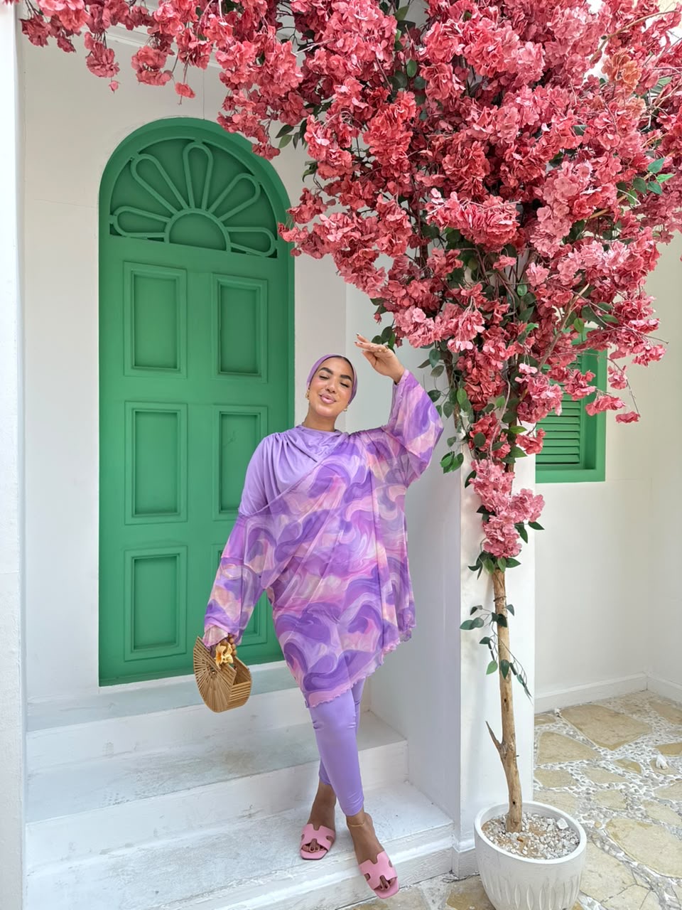 Purple Marble Tie-Dye Tulle Cover-Up & Scarf Set