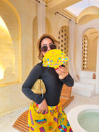 Retro Icons Print Wide-Leg Cover-Up Pants – Yellow