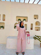Star-Button Pure Linen Lined Set – Powder Pink