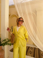 Star-Button Pure Linen Lined Set – Summer Yellow