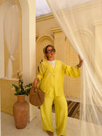 Star-Button Pure Linen Lined Set – Summer Yellow