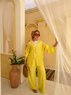 Star-Button Pure Linen Lined Set – Summer Yellow