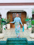 Tropical Paradise Print Wrap Skirt & Scarf Set