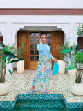 Tropical Paradise Print Wrap Skirt & Scarf Set